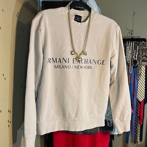 CLASSIC ARMANI EXHANGE SZ S TAN AND BLACK LOGO SWEATSHIRT UNISEX